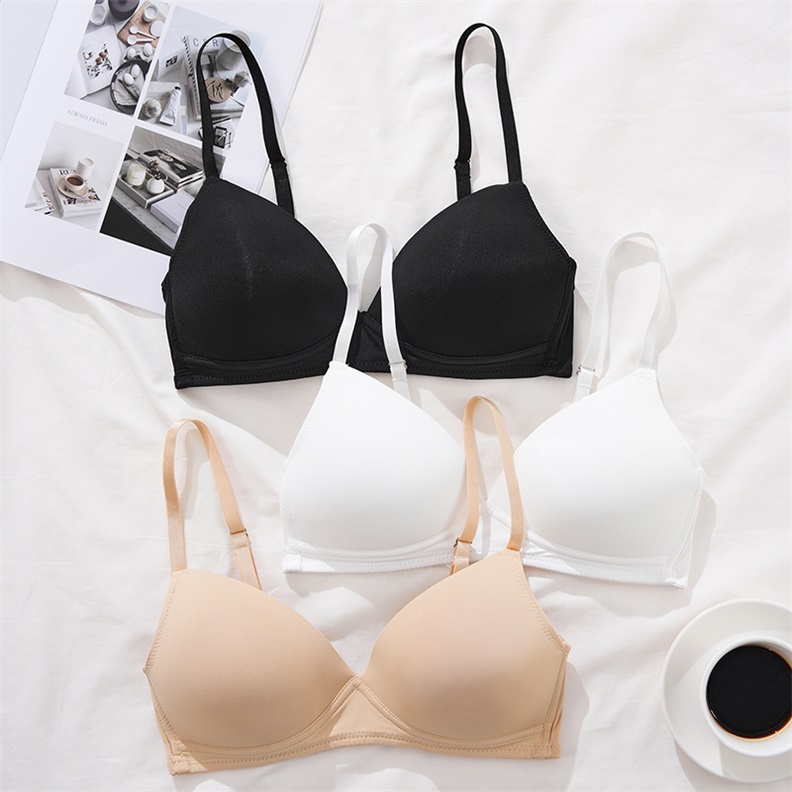Wireless Full-Coverage Bra (BS243) — flat-lay view showing colour options for custom bra production
