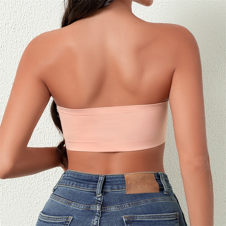 Seamless Wireless Strapless Bra (BX048) — back view showing adjustable straps and hook-and-eye closure