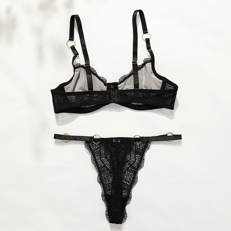 Wireless Lace Transparent Lingerie Set (BPS089) — alternate colourway with lace placement and trim detail