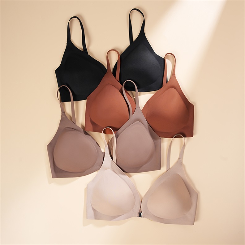 Seamless Push-Up Front-Closure Bra (BX183) — flat-lay view showing colour options for custom bra production