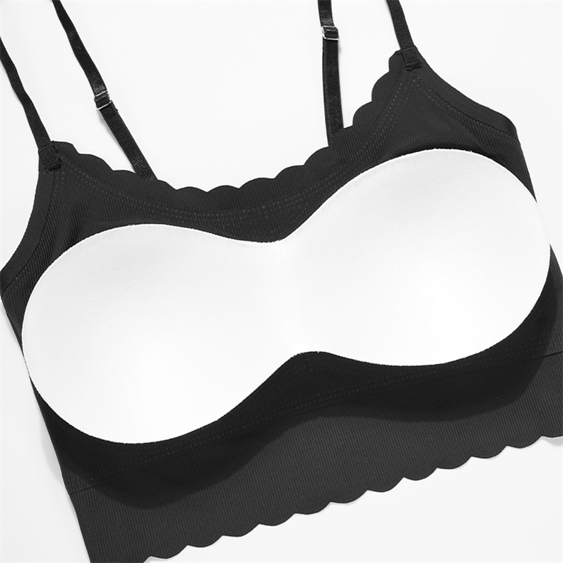 Seamless Backless Ribbed Bra (BW171) — back closure and strap adjustment detail for OEM bra production