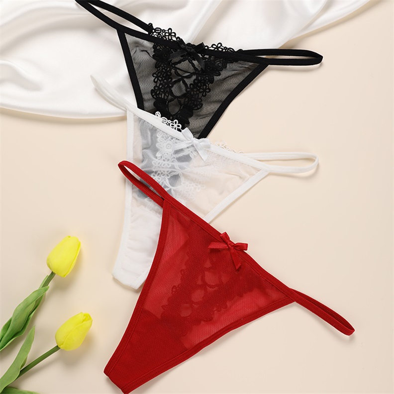 Lace Mesh Thong (PX167) — flat-lay view showing colour options for wholesale panty production