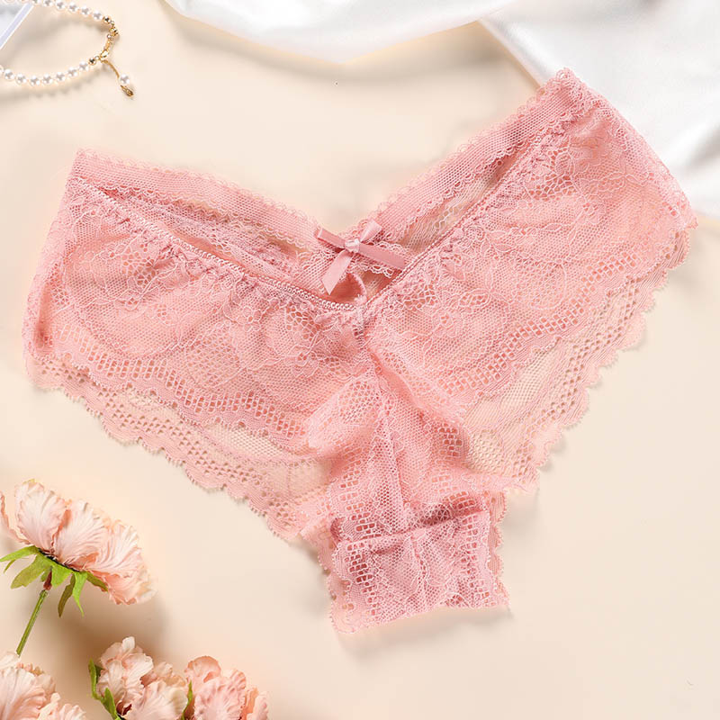 Lace Floral Low-Rise Thong (PX123) — side view showing rise, leg opening and stretch recovery