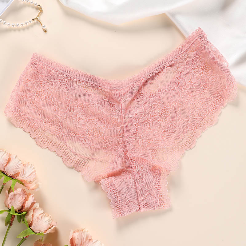 Lace Floral Low-Rise Thong (PX123) — flat-lay view showing colour options for wholesale panty production