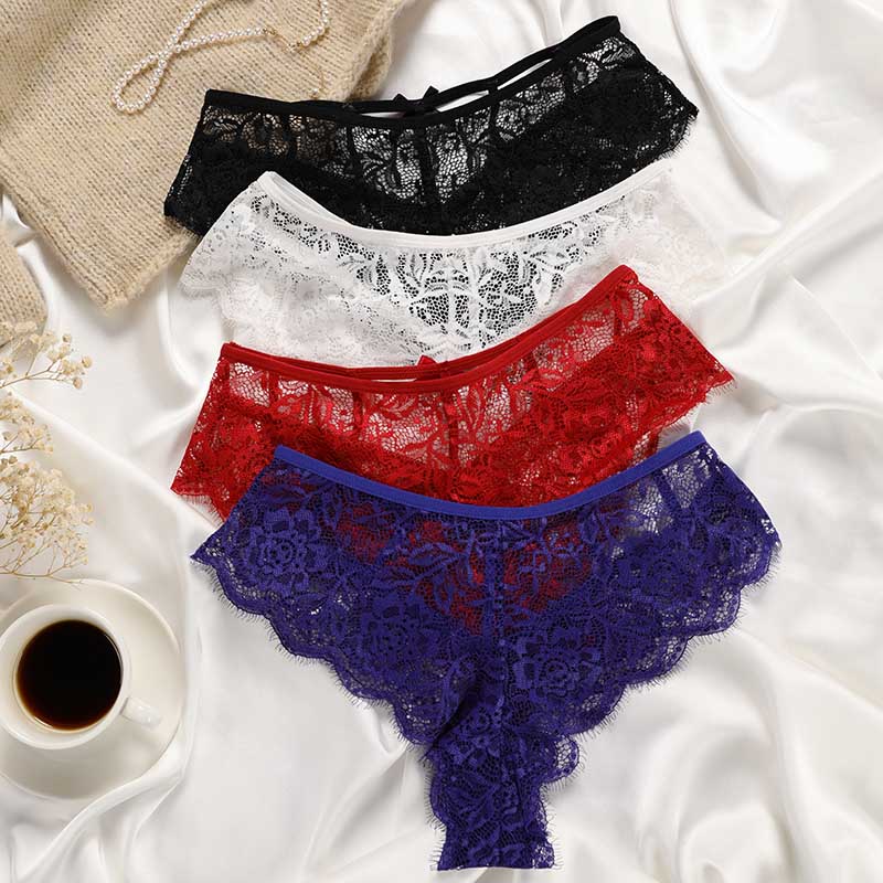 Lace Low-Rise Thong (PX176) — flat-lay view showing colour options for wholesale panty production