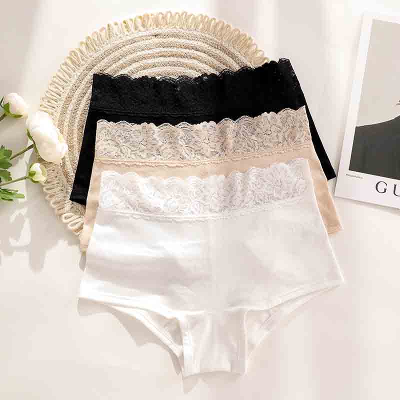 Seamless Lace Cotton Boyshort (PX451) — flat-lay view showing colour options for wholesale panty production