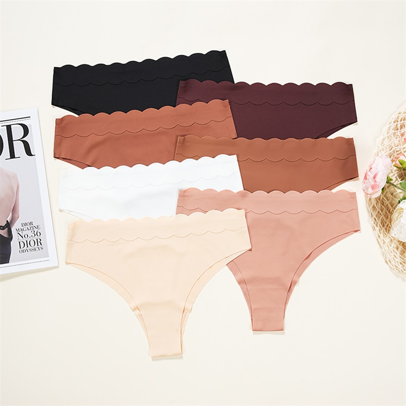Seamless Lace Floral Thong (PS383) — flat-lay view showing colour options for wholesale panty production