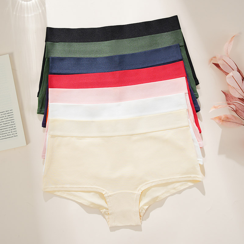 Seamless High-Waist Cotton Boyshort (PS489) — flat-lay view showing colour options for wholesale panty production