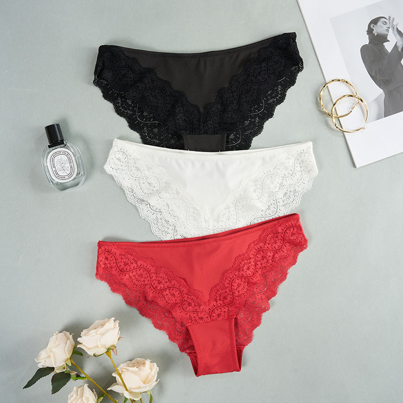 Seamless Lace Low-Rise Panty (PS270) — flat-lay view showing colour options for wholesale panty production