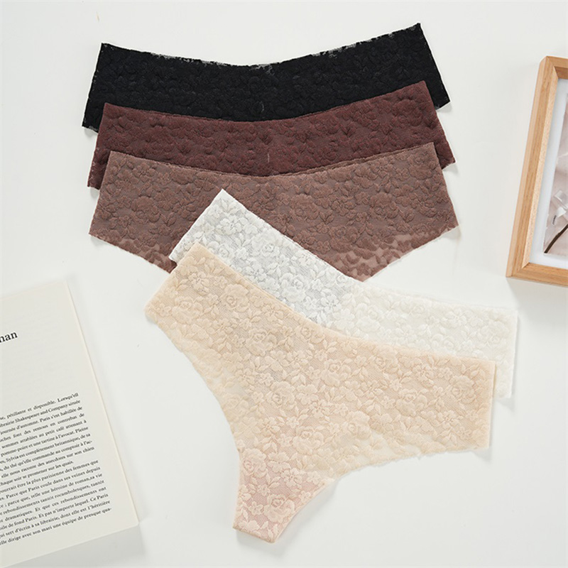 Lace Low-Rise Thong (PS440) — flat-lay view showing colour options for wholesale panty production