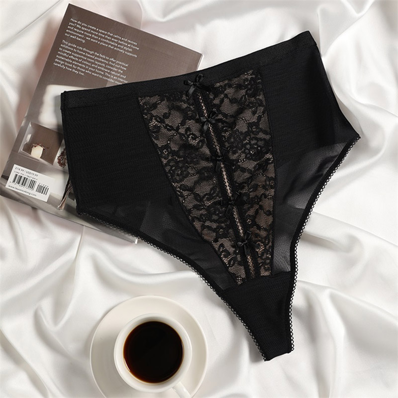 Seamless High-Waist Lace Tummy-Control Thong (SWS015) — inner label and fabric composition detail
