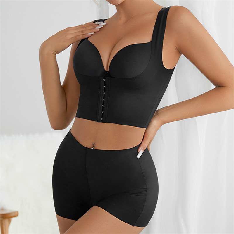 Seamless Front-Closure Shapewear Bodysuit (SWS044) — side profile showing waist shaping and body-contour support