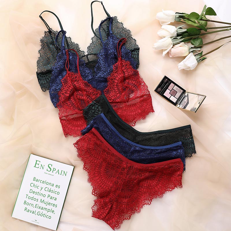 Lace Lingerie Set (8028) — flat-lay view of the coordinated lingerie set for OEM development