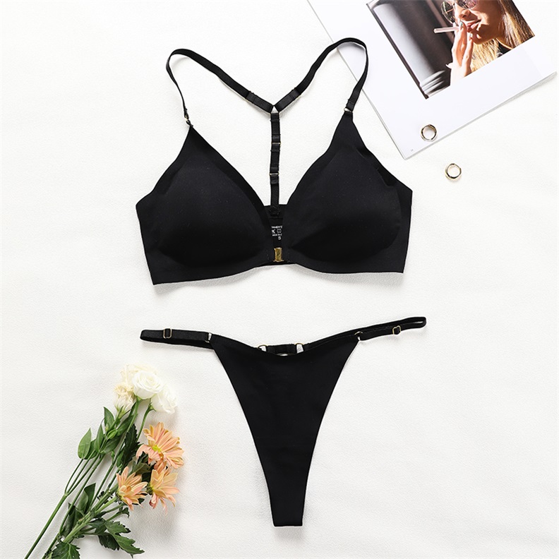 Seamless Removable-Pad Bra Set (BPS091) — flat-lay view showing coordinated colour options for private-label sets