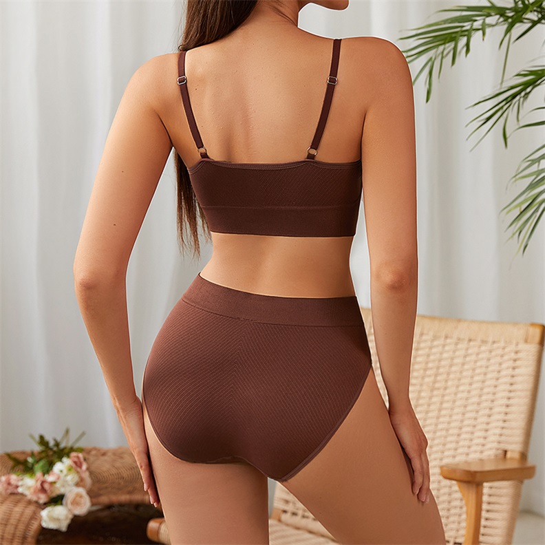 Seamless Removable-Pad High-Waist Bra Set (BPX189) — back view showing set construction and strap placement