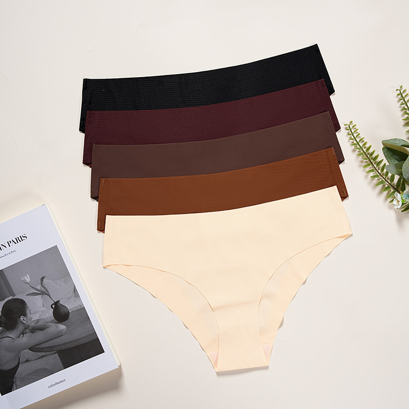 Seamless No-Show Low-Rise Brief (0908-1) — flat-lay view showing colour options for wholesale panty production