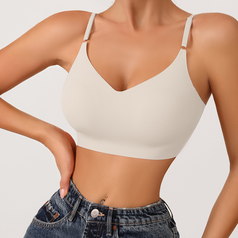 Seamless Wireless Front-Closure Bra (B2106D002) — flat-lay view showing colour options for custom bra production