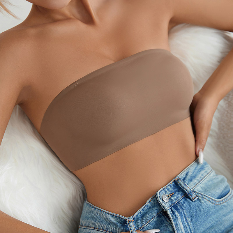Seamless Removable-Pad Strapless Bra (BX144) — back view showing adjustable straps and hook-and-eye closure
