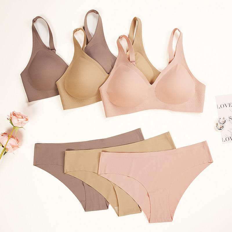 Seamless Bra Set (BPS196) — flat-lay view showing coordinated colour options for private-label sets