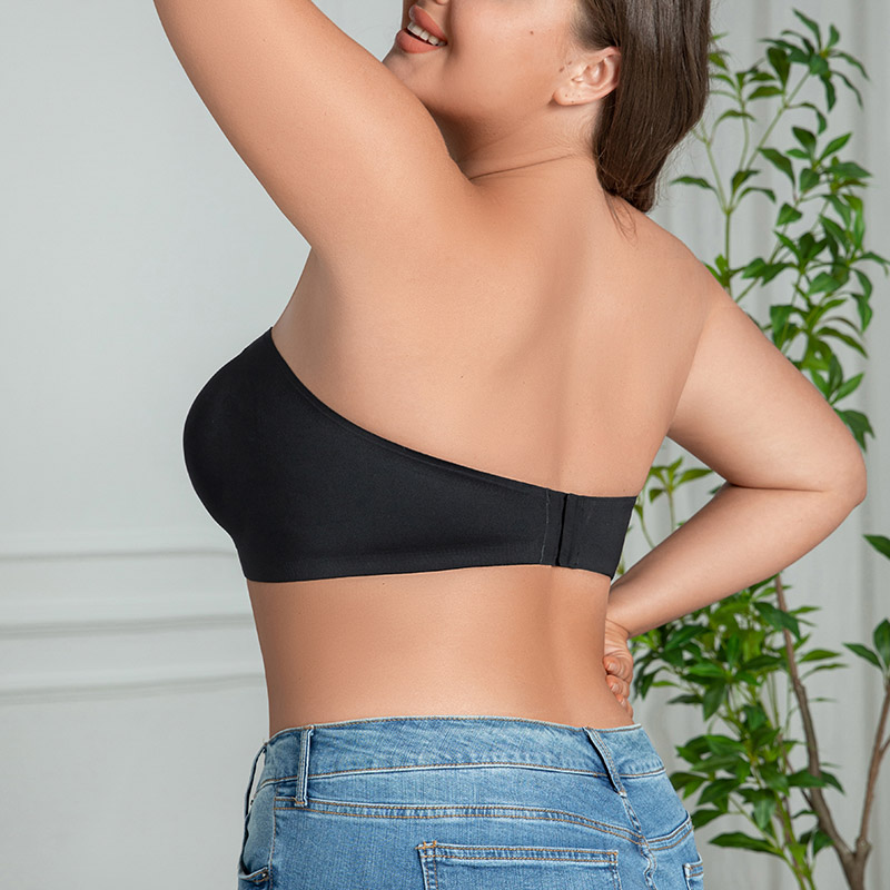 Seamless Strapless Plus-Size Bandeau Bra (BX351) — flat-lay view showing colour options for custom bra production