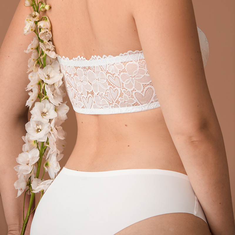 Wireless Front-Closure Full-Coverage Strapless Bra (BF582) — flat-lay view showing colour options for custom bra production