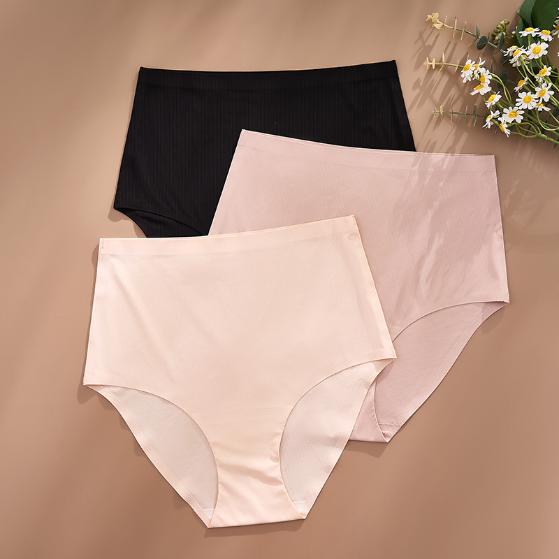 Seamless High-Waist Ribbed Panty (PY800) — flat-lay view showing colour options for wholesale panty production