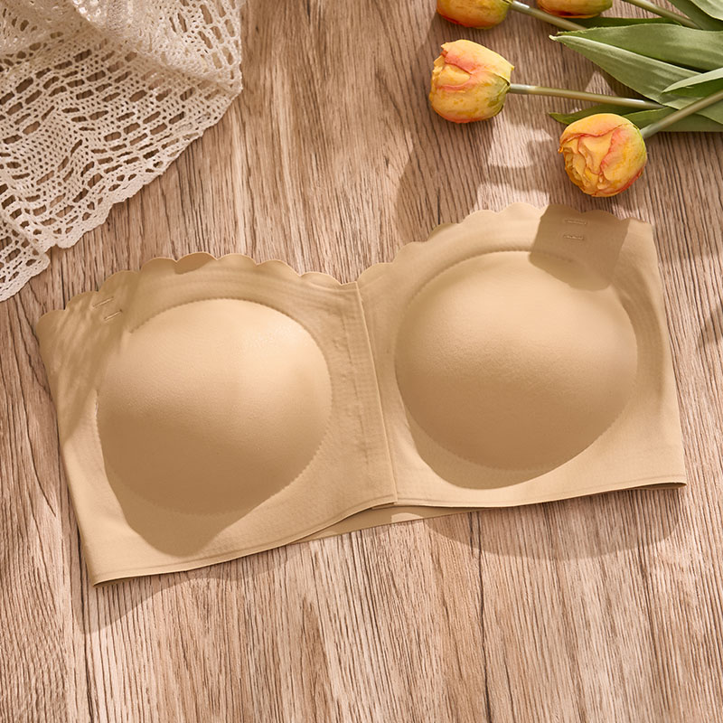 Seamless Wireless Front-Closure Bandeau Bra (BX146) — alternate colourway showing fabric, cup and trim coordination
