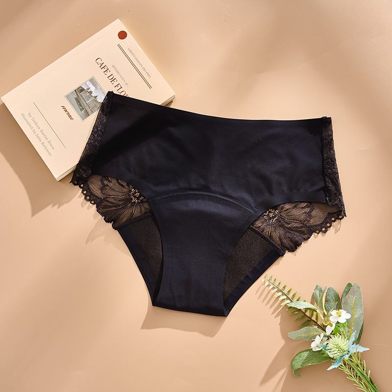 Leakproof Reusable Lace Period Panty (AA085) — close-up of the multi-layer absorbent core construction
