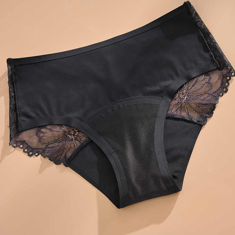 Leakproof Reusable Lace Period Panty (AA085) — side profile showing leakproof edge coverage and stretch fit