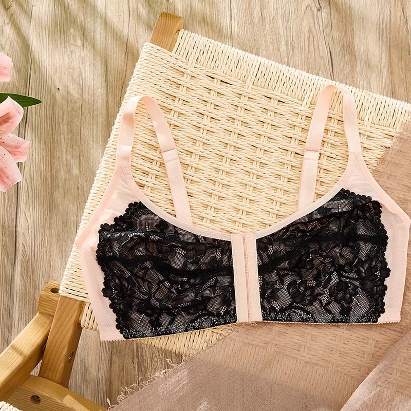 Wireless Plus-Size Lace Bra (BY844PLUS) — flat-lay view showing colour options for custom bra production