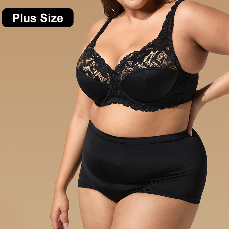Plus-Size Lace Bra (BY849PLUS) — flat-lay view showing colour options for custom bra production