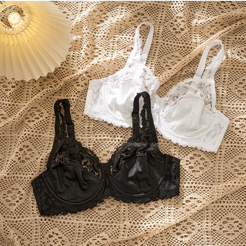 Plus-Size Lace Bra (BY849PLUS) — close-up of cup edge, seam and soft-support construction
