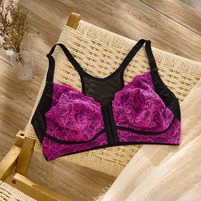 Wireless Front-Closure Plus-Size Bra (BY656PLUS) — alternate colourway showing fabric, cup and trim coordination