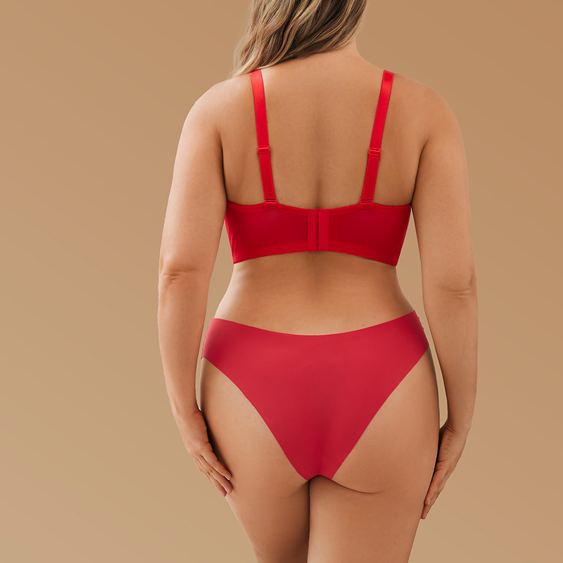 Plus-Size Lace Bra (BY833PLUS) — back view showing adjustable straps and hook-and-eye closure