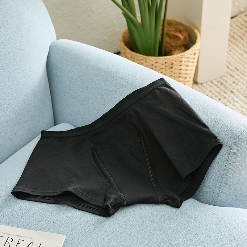 Leakproof Reusable Cotton Menstrual Boxer (AA099) — gusset and absorbent-core layout for period panty OEM production