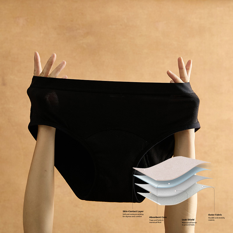 Full-Coverage Reusable Cotton Period Panty (AD106-C) — side profile showing leakproof edge coverage and stretch fit
