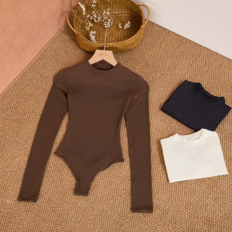 Tummy-Control Long-Sleeve Soft Contour Bodysuit (CA022) — bodysuit seam and edge placement detail