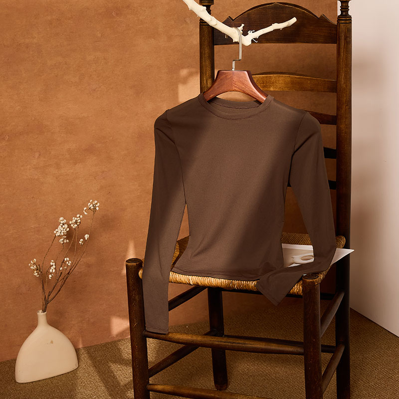 Long-Sleeve Sculpting Soft Contour Top (CA019) — draped fabric view showing softness and opacity for layering