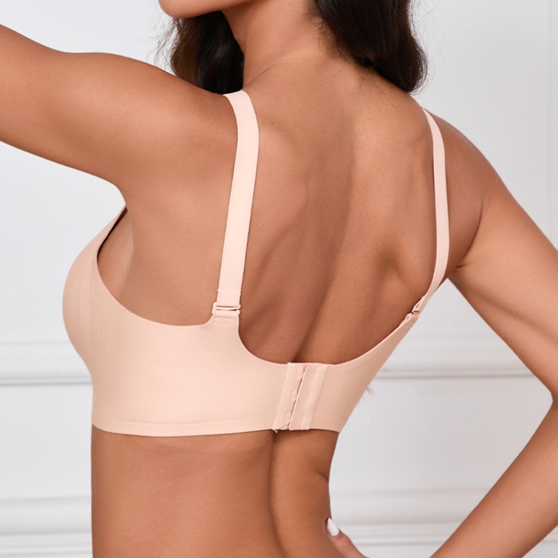 Seamless Wireless Jelly Bra (BA1141) — back view showing adjustable straps and hook-and-eye closure