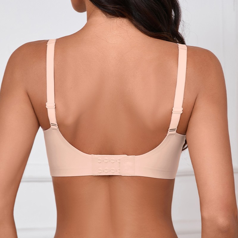 Seamless Wireless Jelly Bra (BA823) — back view showing adjustable straps and hook-and-eye closure