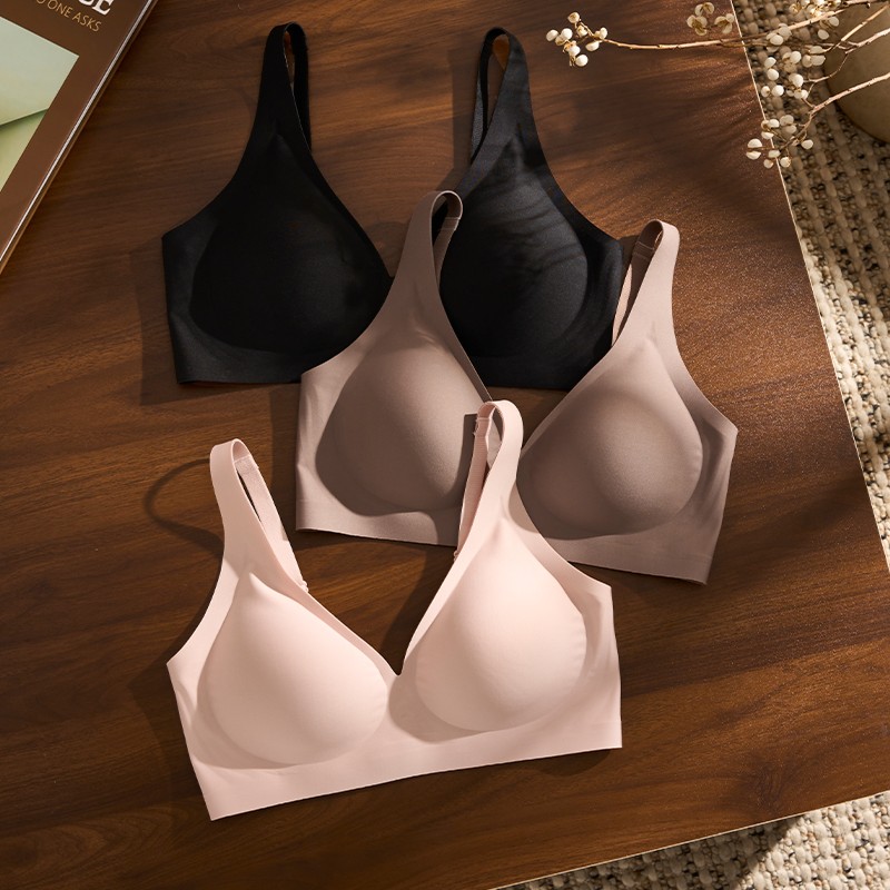Seamless Wireless Jelly Bra (BA823) — flat-lay view showing colour options for custom bra production
