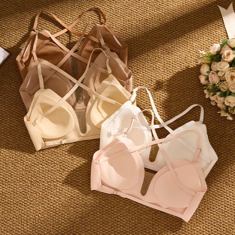 Seamless Wireless Backless Bra (BX1307) — flat-lay view showing colour options for custom bra production