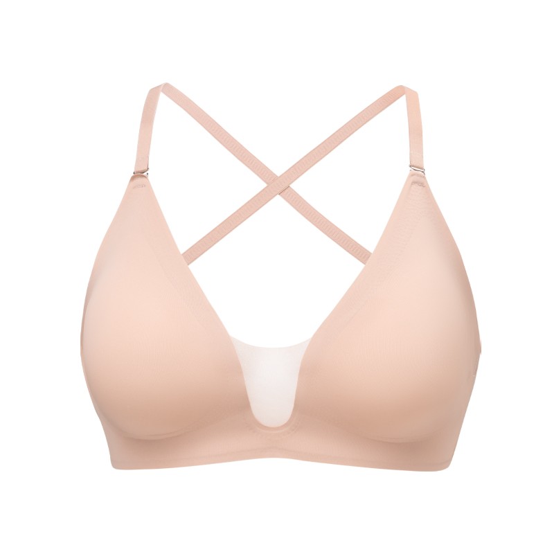 Seamless Wireless Backless Bra (BX1307) — close-up of cup edge, seam and soft-support construction