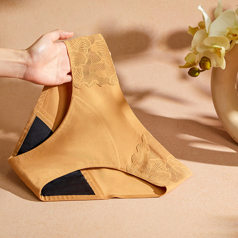 Absorbent Lace Modal Period Panty (AH160) — side profile showing leakproof edge coverage and stretch fit