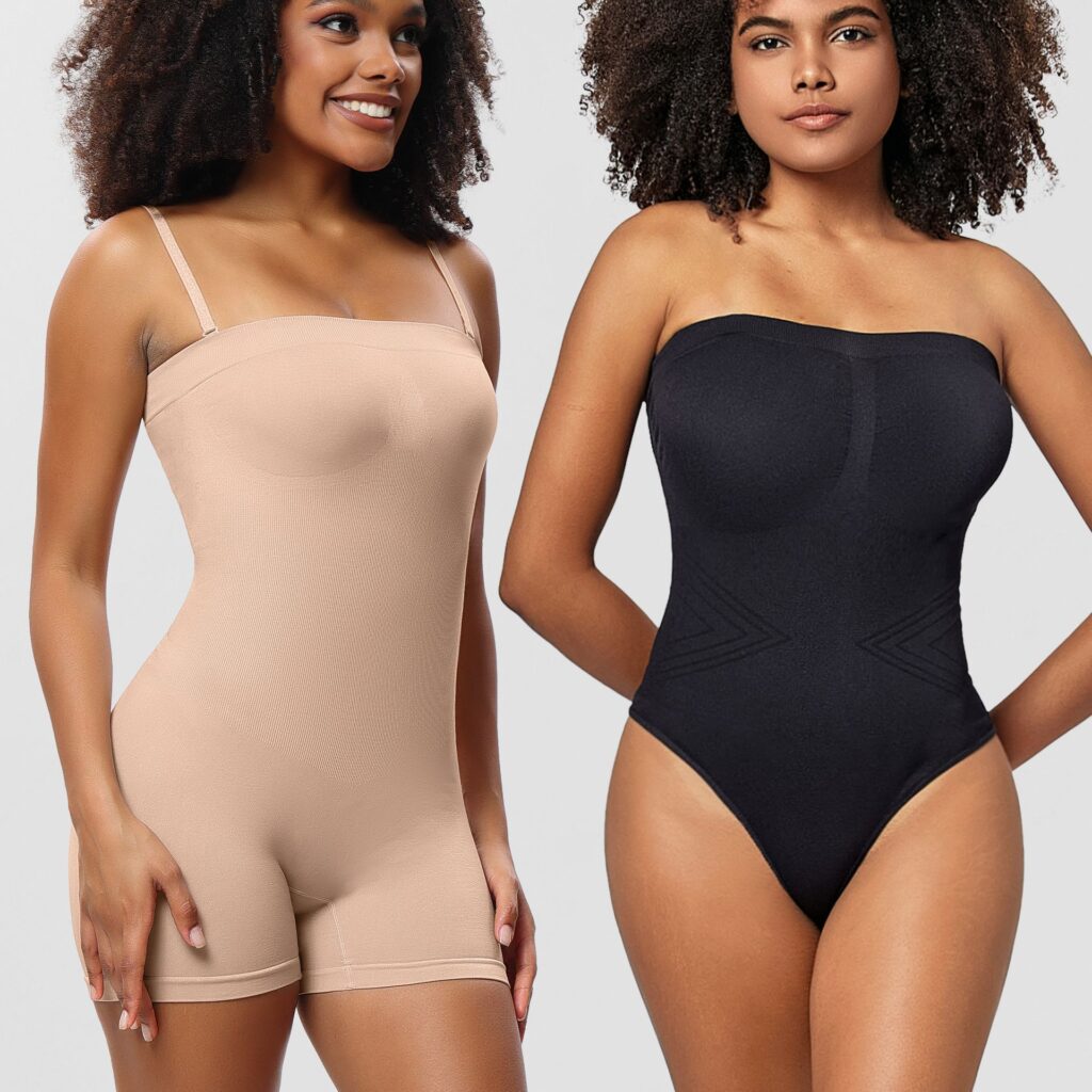 Detachable-Strap Tummy-Control Brief: front fit showing silhouette, control panels and waistband