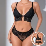 Lace triangle-cup thong lingerie set A0348 reference photo