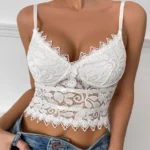 Floral lace halter corset top Y07071 reference photo