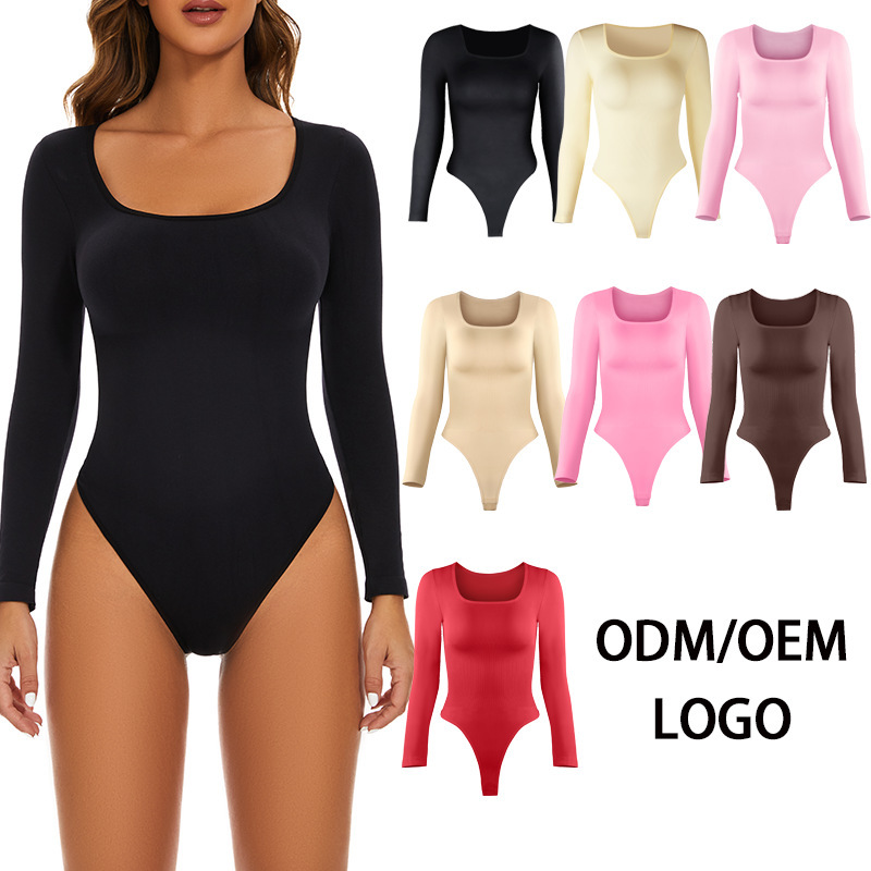 Seamless Ribbed Shapewear Bodysuit (675215): front fit showing silhouette, control panels and waistband