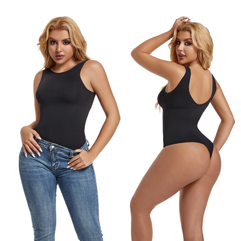 Backless Seamless Tummy-Control Thong (Z699313): front fit showing silhouette, control panels and waistband