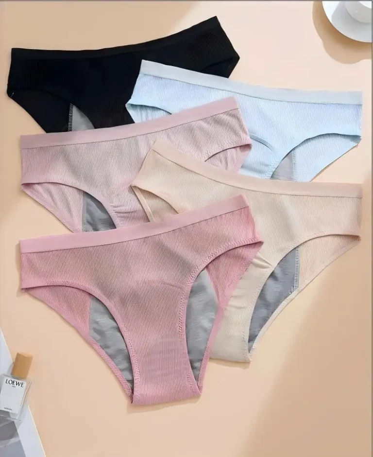 Striped Teen 3-Layer Period Brief front — reusable period panty coverage and gusset placement